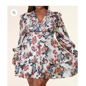 NWOT LATISTE by AMY GARDENIA FLORAL TIERED MIDIDRESS 4X